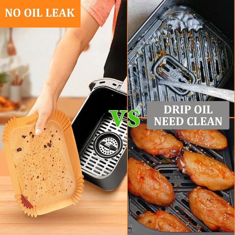 Adhjito 200PCS Air Fryer Liners for Ninja: Higher Non-Stick Disposable Parchment Paper Liner for Ninja DZ201/DZ401 Dual Airfryer Baking - Food Grade Ninja Air fryer Accessories (Rectangle - 8.6 x 5.5 inch) - Image 4