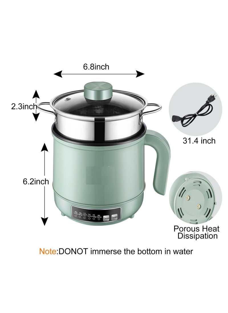 Excefore - Smart Small Rice Cooker Steamer, Non-Stick Smart Mini Hot Pot with Timer and Automatic Shut Off, 5 Cooking Modes for Soups, Stews, Grains & Oatmeal,  Great for 1-2 Persons, Green - Image 1