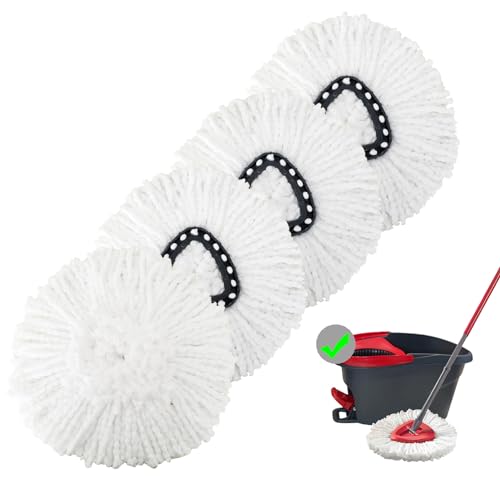 4 Pack Spin Mop Replacement Heads Mop Refills Microfiber Mop Replace Heads Safe for All Hardsurfaced Floors