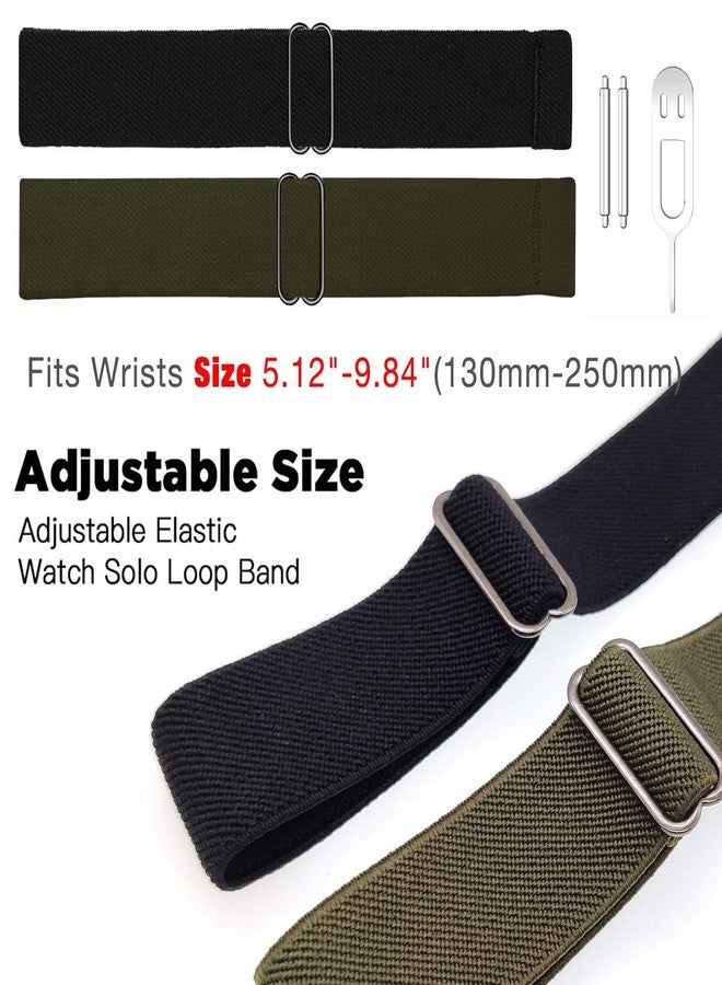 Abanen 22mm Elastic Watch Bands for Garmin Instinct 3 45mm / Instinct 2 Solar, Soft Stretchy Nylon Ultra-light Wristband Strap for Instinct E 45mm / Crossover Solar (Black + Green) - Image 3