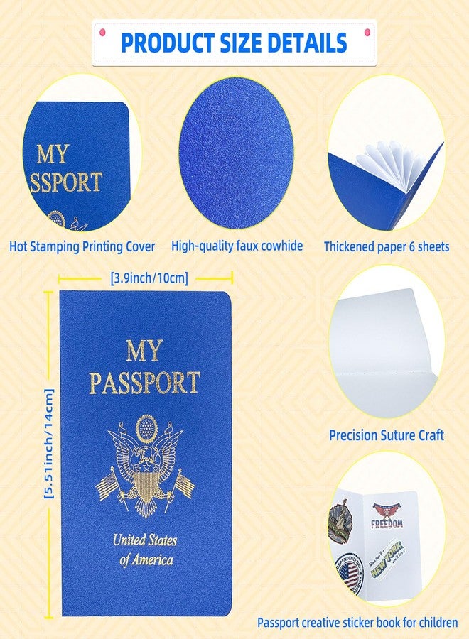 XIISVINT 100 Pcs Blank Passport Notebook Blue Passport Book Fake Passport Travel Journal Sticker Collection Book for Kids School Projects World Travel Pretend Activity Party Favors, 5.51x3.9 Inch - Image 2