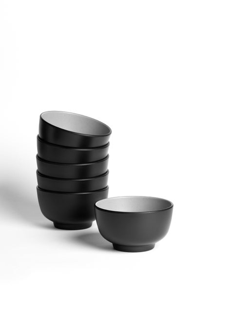 Premium Melamine 6 Bowls "Bowl" Perfect for Serving Soup, Soup, Noodles and Corn Flakes | Durable, Shatterproof, Dishwasher & Microwave Safe | Serving Bowl (Grey | Black)