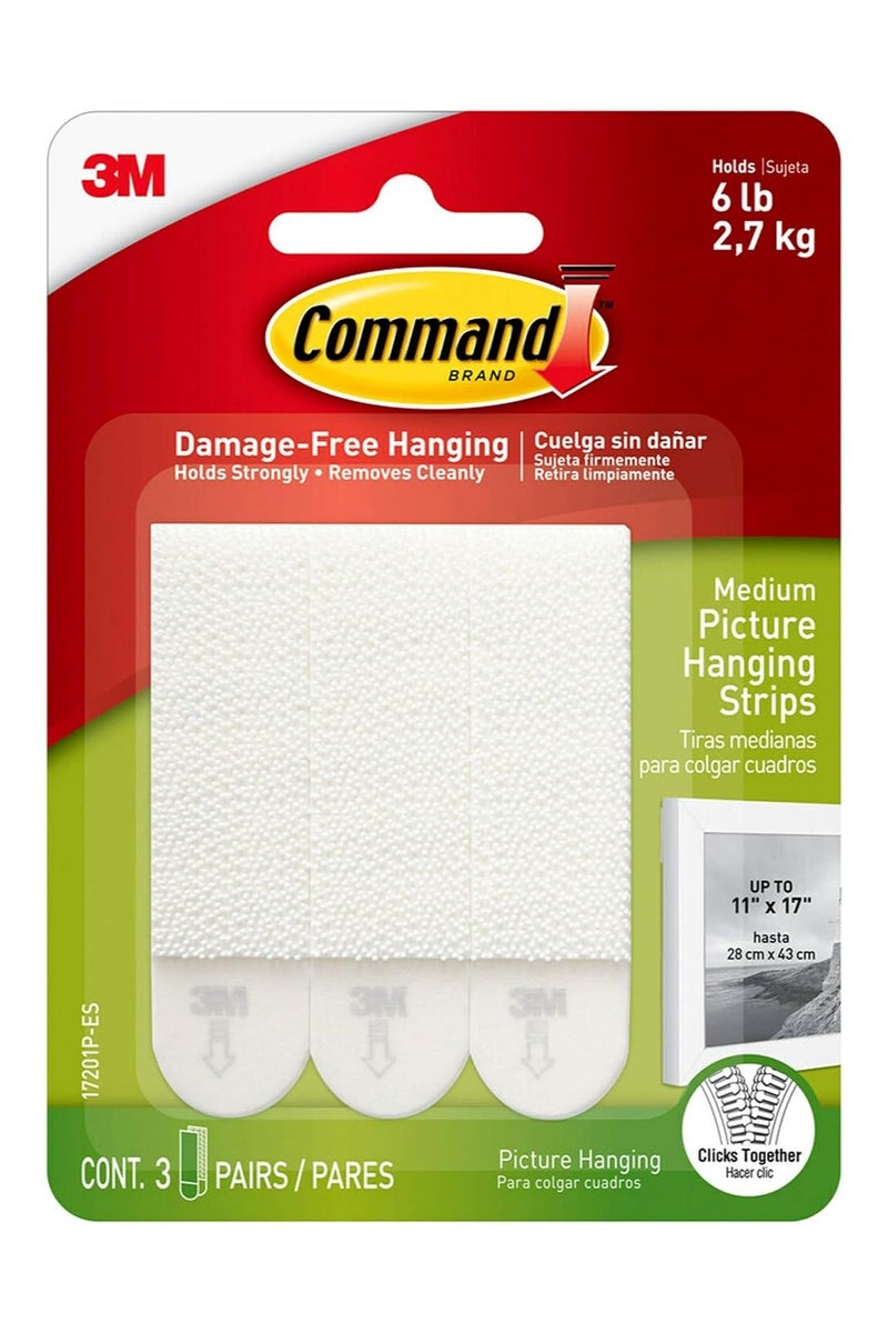 Command 3M Command Small Picture Hanging Strips Medium – Damage-Free Wall Hooks, No Nails, Holds up to 1.8kg, Removable Adhesive Strips for Frames & Décor (4 Sets)" - Image 1