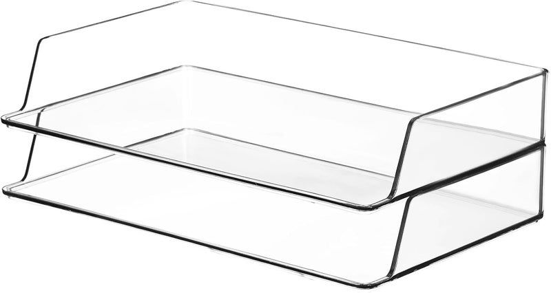 KASTWAVE Paper Tray Organizer, Clear Stackable Desk File Sorter for Office & Home, Low-Profile Design, Ideal for Bills, Crafts, Notebooks & Documents, Compact Storage Solution, 2-Pack - Image 1