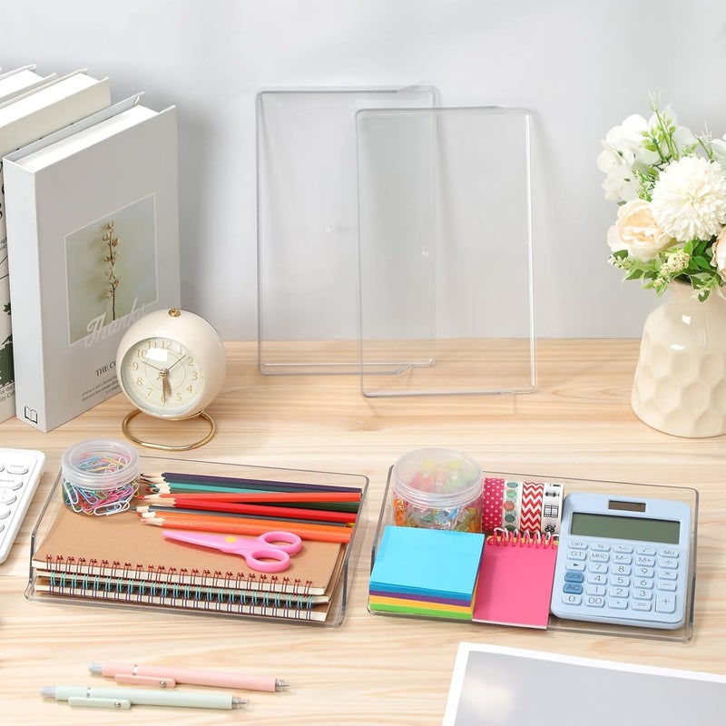 KASTWAVE Paper Tray Organizer, Clear Stackable Desk File Sorter for Office & Home, Low-Profile Design, Ideal for Bills, Crafts, Notebooks & Documents, Compact Storage Solution, 2-Pack - Image 5