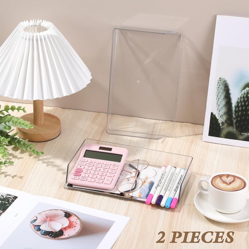 KASTWAVE Paper Tray Organizer, Clear Stackable Desk File Sorter for Office & Home, Low-Profile Design, Ideal for Bills, Crafts, Notebooks & Documents, Compact Storage Solution, 2-Pack - Image 2