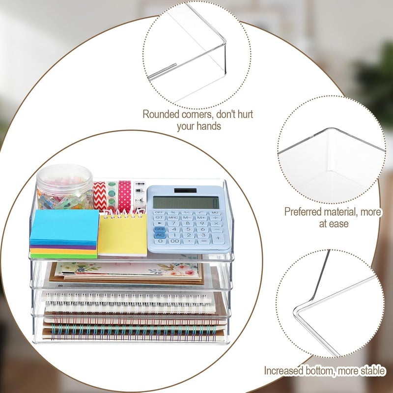 KASTWAVE Paper Tray Organizer, Clear Stackable Desk File Sorter for Office & Home, Low-Profile Design, Ideal for Bills, Crafts, Notebooks & Documents, Compact Storage Solution, 2-Pack - Image 4