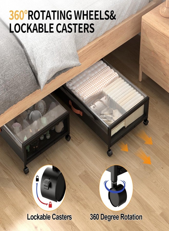 Eastherry Under Bed Storage with Wheels, XL Larger Under Bed Storage Containers with Clear Lids, 31'' Lengthen Under Bed Shoe Organizer, Rolling Under Bed Storage for Shoes Clothes (2 PACK Black) - Image 3