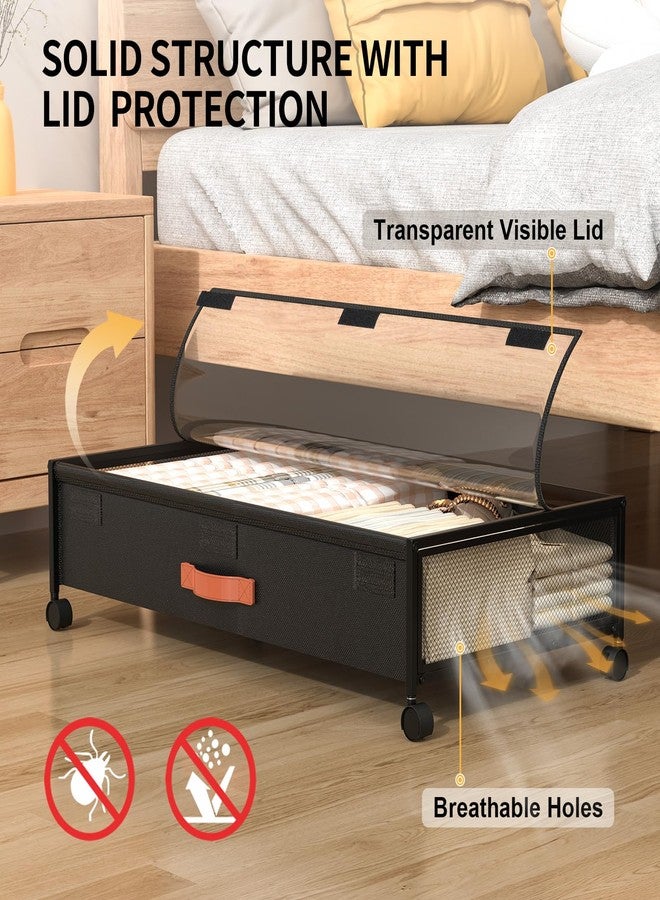 Eastherry Under Bed Storage with Wheels, XL Larger Under Bed Storage Containers with Clear Lids, 31'' Lengthen Under Bed Shoe Organizer, Rolling Under Bed Storage for Shoes Clothes (2 PACK Black) - Image 5