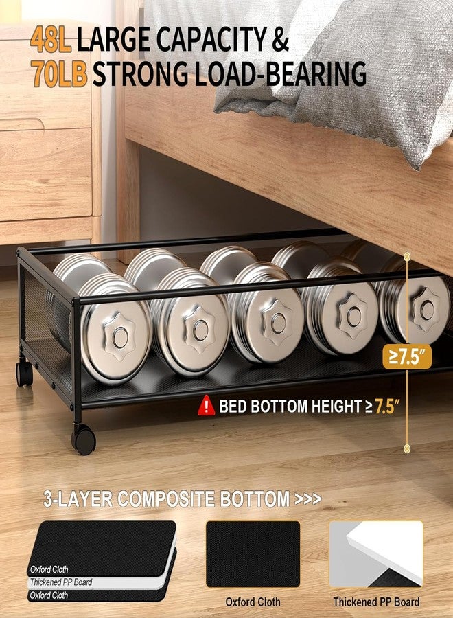 Eastherry Under Bed Storage with Wheels, XL Larger Under Bed Storage Containers with Clear Lids, 31'' Lengthen Under Bed Shoe Organizer, Rolling Under Bed Storage for Shoes Clothes (2 PACK Black) - Image 4