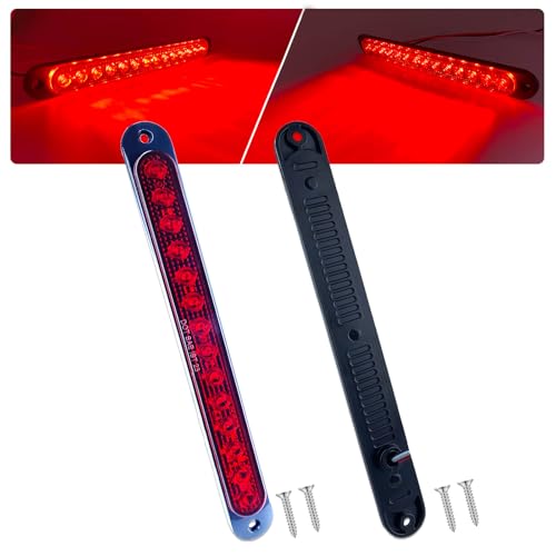 XtraGlow 10 LED Trailer Brake Lights Bar Strip Aluminum Alloy Base Red Stop Turn Identification Side Marker Tail Lights Assembly for Truck Marine Boats 15 LEDs 2Pcs - Image 1