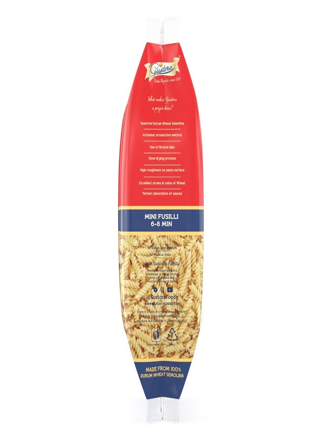 GUSTORA Mini Fusilli Pasta, 500g I Spriral Pasta Made of Durum Wheat Semolina I Rich in Protein & Fibre I Zero cholesterol I Vegetarian I No Trans-Fat I Cooking Time 10 Min - 500 G - Image 4