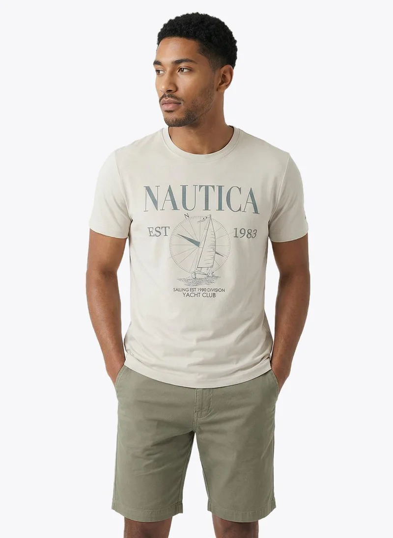 Nautica Men Regular Fit Short Sleeve T-Shirt for Relaxed Styling - Grey