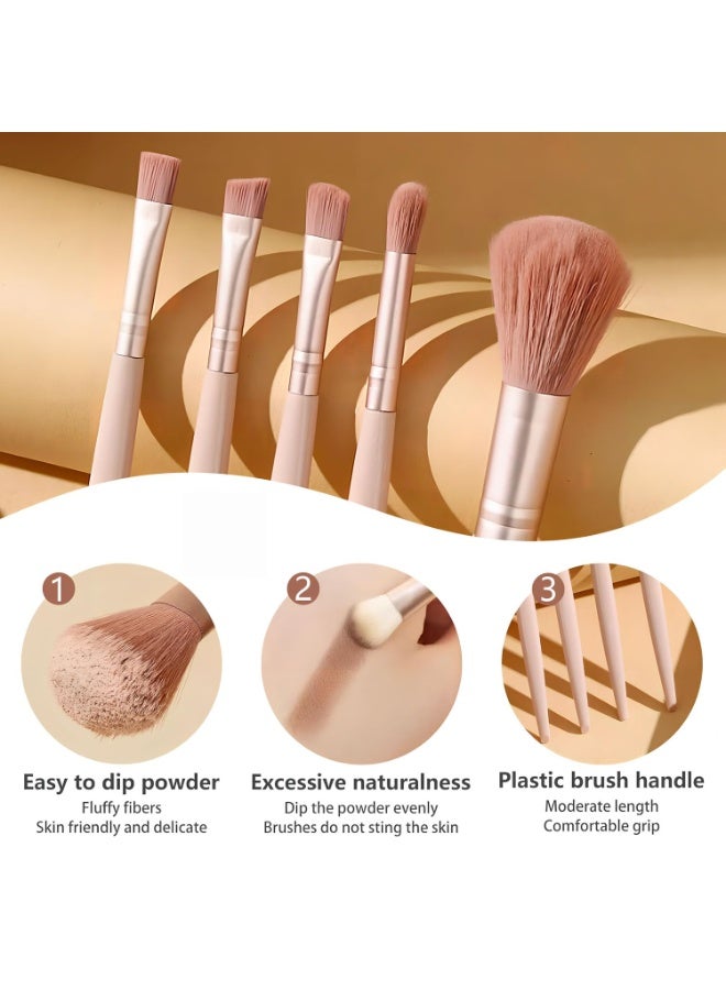 أوريتي مجموعة فرش المكياج، فرشاة مكياج صناعية فاخرة للبودرة وكريم الأساس وخافي العيوب وأحمر الخدود وظلال العيون، صندوق تخزين مع مرآة، 5 قطع - Image 2