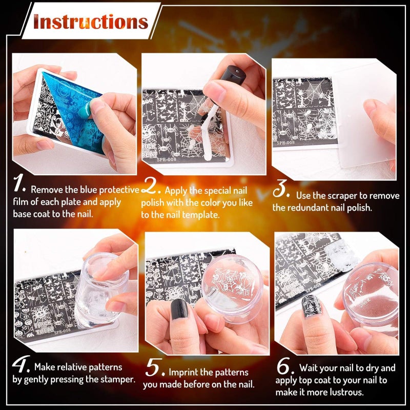 Whaline 6Pcs French Line Nail Plates Stamping Set Minimalism Wave Stripe Stamp Templates Nail Art Plates For DIY Print Manicure Salon Design - Image 4
