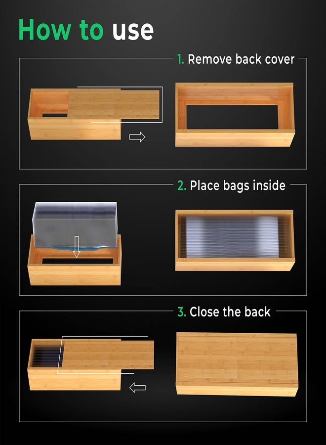 Magic Mill Ziplock Bag Organizer for Drawer | Bamboo Kitchen Storage Organization, Eco-Friendly Plastic Baggie Holder, Dispenser & Organizer for Ziploc Bags 4-PC - Image 3
