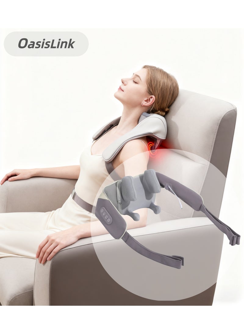OasisLink Neck Massager With Heat Function - Wireless Portable Shoulder Massager, 2 Modes 2 Levels - Gift for Women Men at Home, Car, Office - Image 1