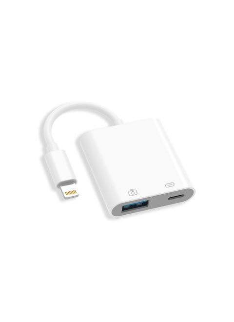 2-in-1 Lightning USB Camera Adapter – High-Speed iPhone USB Converter with Fast Charging & Data Transfer