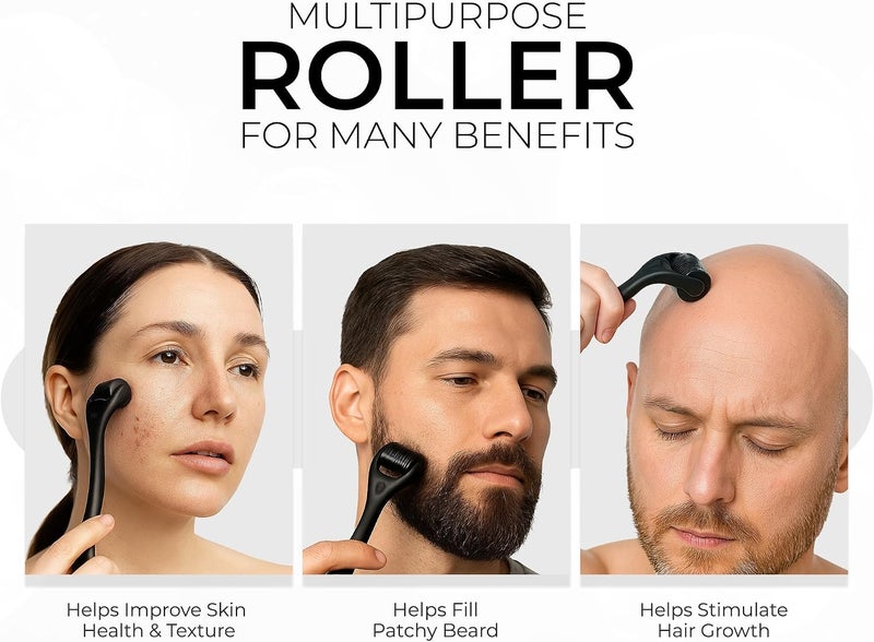 غوري ديرما رولر 1 مم | مع 540 إبرة دقيقة من التيتانيوم | إبرة دقيقة فاخرة للرجال والنساء | أسطوانة لفروة الرأس والوجه والجسم | علاج إعادة نمو الشعر | آمن وفعال للاستخدام - Image 3