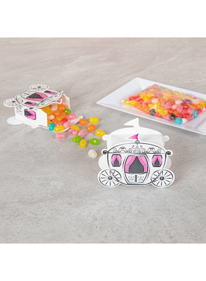 Restaurantware صناديق حلوى باستي تيك 2.4 بوصة × 1.3 × 1.5 بوصة، 100 صندوق حلوى عربة الأميرة - نوافذ مطبوعة، قابلة للتخلص، صناديق حلوى ورقية بيضاء، لحفلات الزفاف أو الحفلات - Image 4