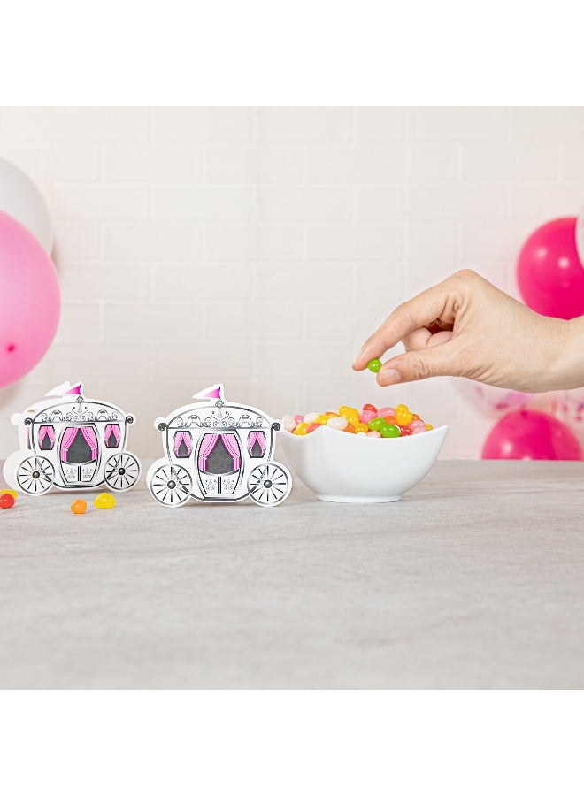 Restaurantware صناديق حلوى باستي تيك 2.4 بوصة × 1.3 × 1.5 بوصة، 100 صندوق حلوى عربة الأميرة - نوافذ مطبوعة، قابلة للتخلص، صناديق حلوى ورقية بيضاء، لحفلات الزفاف أو الحفلات - Image 5