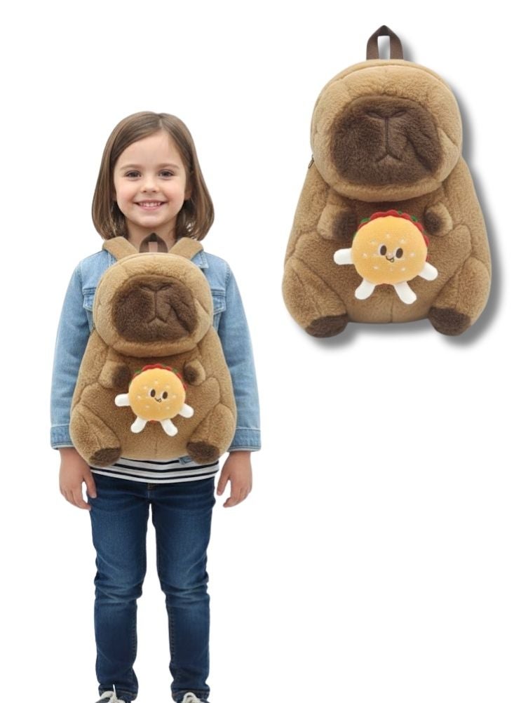 بريميم حقيبة ظهر ثلاثية الأبعاد على شكل دب لطيف مع رقعة للوجبات الخفيفة - حقيبة مدرسية ناعمة محشوة برسومات كرتونية للأطفال، حقيبة ظهر خفيفة الوزن للأطفال الصغار - Image 1
