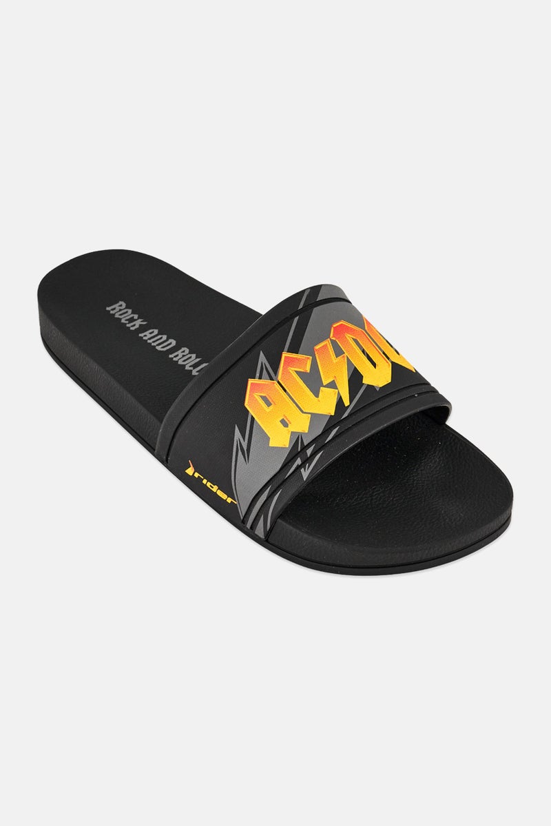 RIDER Men Graphic Print Slip On Slides, Black - Image 1