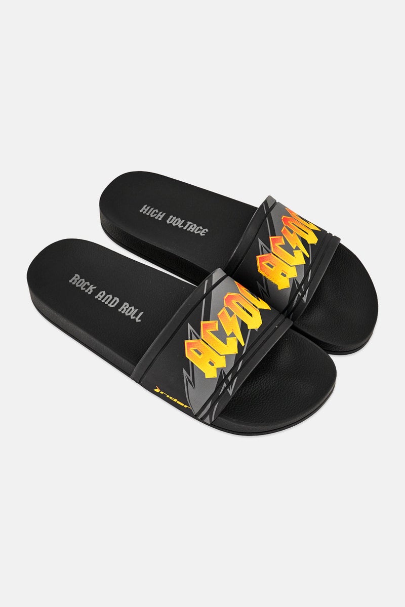 RIDER Men Graphic Print Slip On Slides, Black - Image 4