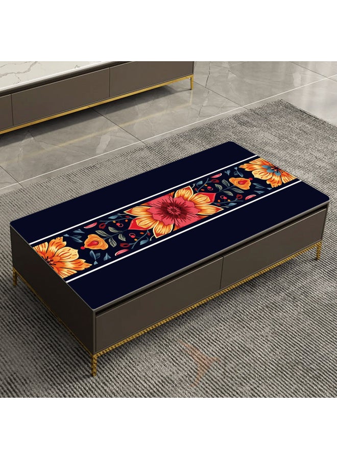Technology Velvet Living Room Coffee Table Mat Dining Table Mat Erasable Washable Window Mat Advanced Sense Living Room Tablecloth Cover Cloth-Color:120x50cm (leather)-Pattern:HC126 - Image 3