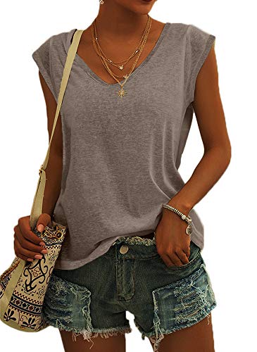 Langwyqu Womens Cap Sleeve T-Shirt Casual Loose Fit Tank Tops - Image 1