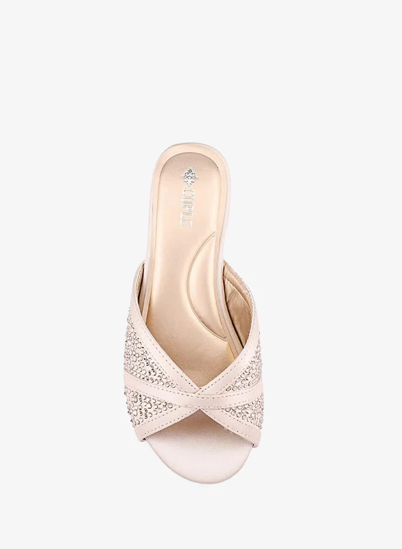 Cuple Light Gold Girls Heeled Slides for Women | Best Price UAE