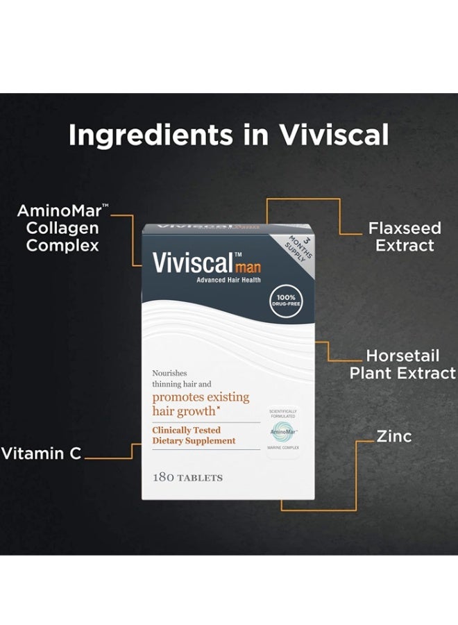 Viviscal Man Maximum Strength Hair Nourishment System, 3 Month Supply, 180 Tablets - Image 4