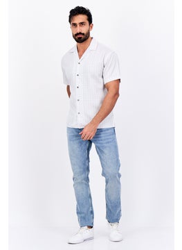 Jack Jones Men Regular Fit All Over Print Short Sleeve Casual Shirts, White  - Image 2