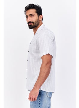 Jack Jones Men Regular Fit All Over Print Short Sleeve Casual Shirts, White  - Image 4