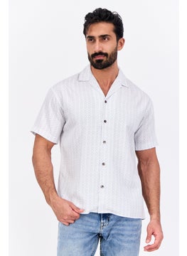 Jack Jones Men Regular Fit All Over Print Short Sleeve Casual Shirts, White  - Image 1