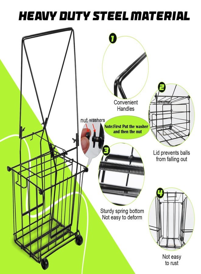 ParseBio Portable Pickleball Tennis Ball Collector with Wheel, Pickleball Retriever Basket Carrier Gatherer Picker Hopper Container for Picking and Storage Training Tool for Ball - Image 2