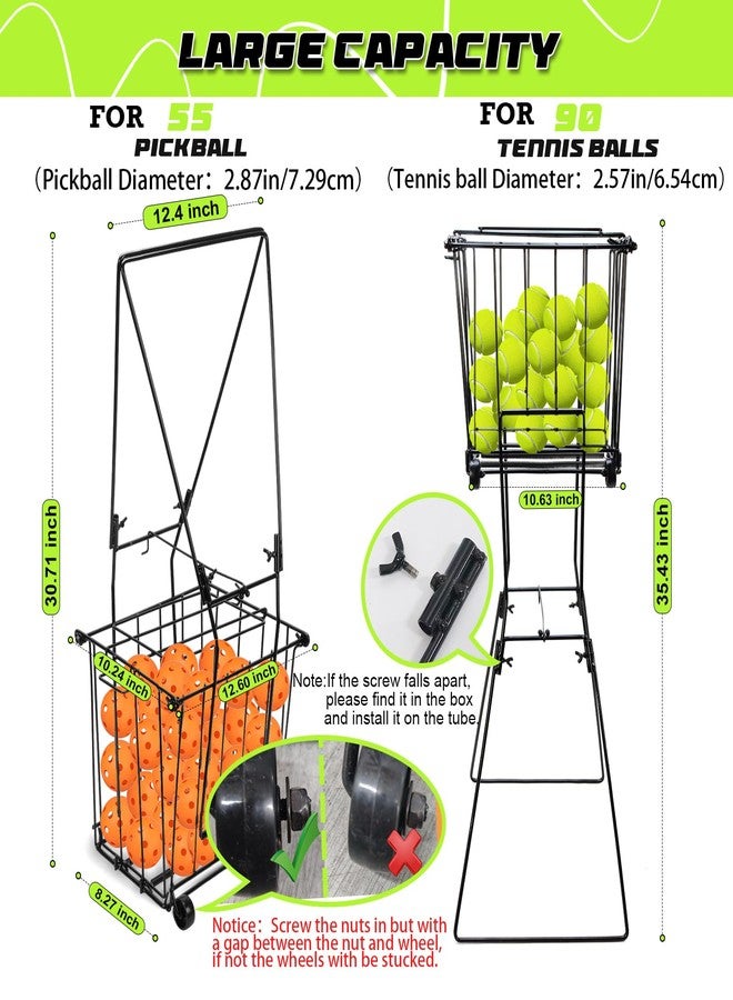 ParseBio Portable Pickleball Tennis Ball Collector with Wheel, Pickleball Retriever Basket Carrier Gatherer Picker Hopper Container for Picking and Storage Training Tool for Ball - Image 5