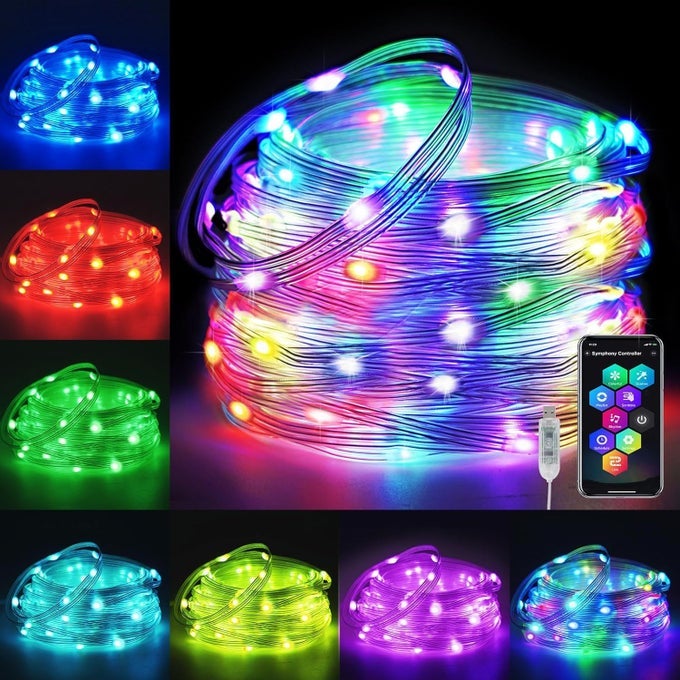 SMART FAIRY STRING LIGHTS 10 MTR 100 LED STRING LIGHTS WITH USB BLUETOOTH RGB COLOR CHANGING LIGHT WITH REMOTE APP CONTROL DIWALI LIGHTS CHRISTMAS DECORATION OUTDOOR INDOOR DECOR