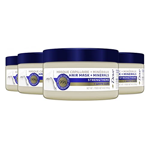 Dove Hair Mask - Strengthening Hair Mask for Damaged Hair and Hair Breakage, Minerals + White Clay, 4 oz, 4 Count - Image 1