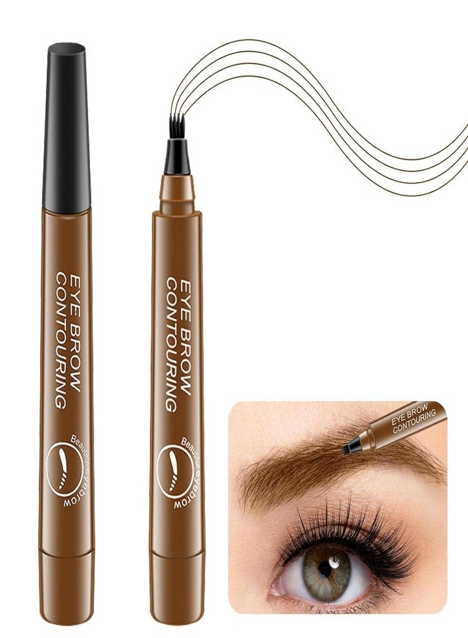Abhaymart Eyebrow Contouring Pen, 4-Tip Microblade Brow Pen, Liquid Eyebrow Pen Waterproof Microblading Eyebrow Pencil, Creates Natural Looking Brows Makeup Effortlessly, Long Lasting (Light brown) - Image 1
