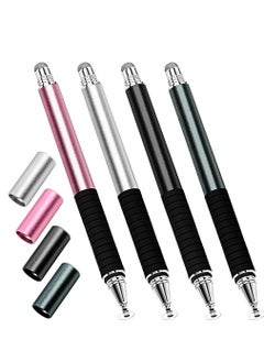 4 Pack Capacitive Stylus Pen - Versatile 2 in 1 Precision Touch Screen Pens for iPhone, iPad, Android & All Capacitive Devices - Ideal for Drawing & Note-Taking with Fine Point Disc Design