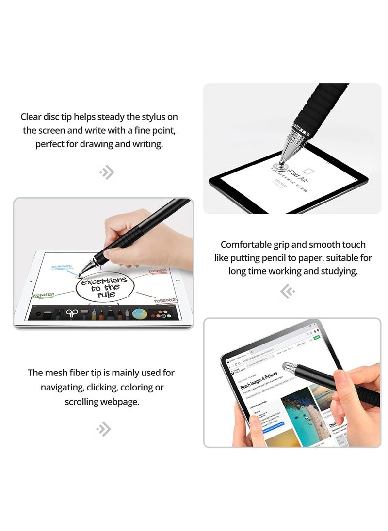 Generic - 4 Pack Capacitive Stylus Pen - Versatile 2 in 1 Precision Touch Screen Pens for iPhone, iPad, Android & All Capacitive Devices - Ideal for Drawing & Note-Taking with Fine Point Disc Design - Image 1