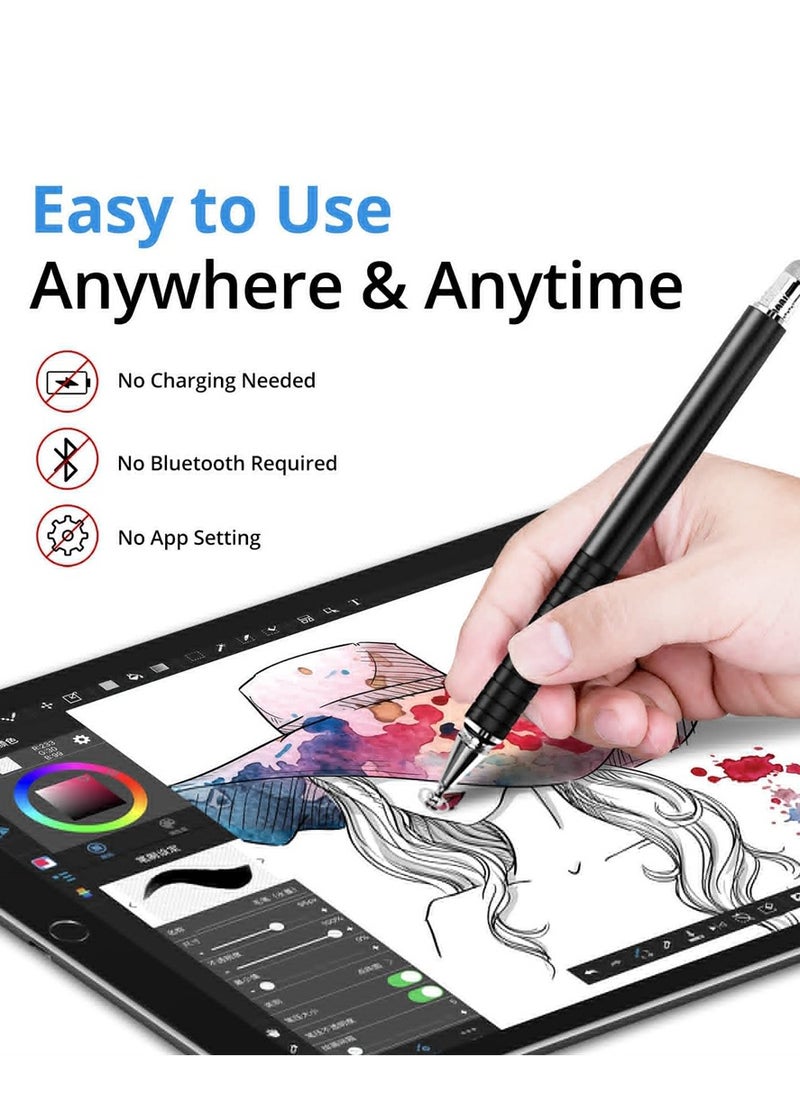 Generic - 4 Pack Capacitive Stylus Pen - Versatile 2 in 1 Precision Touch Screen Pens for iPhone, iPad, Android & All Capacitive Devices - Ideal for Drawing & Note-Taking with Fine Point Disc Design - Image 1