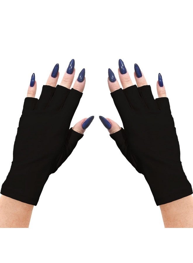 ManiGlovz - The Original Upf 50+ Uv Light Protective Nail Gloves | Gel Manicure Gloves And Anti Uv Fingerless Gloves For Women | Can Be Used As Sun Protection Gloves For Driving | Black Magic - Image 1
