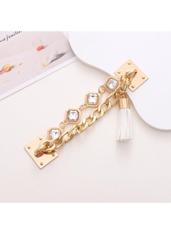 NIBEMINENT Phone Charm/ Chain Strap for Women Girls, Zinc Alloy Gemstone Cell Phone Case Lanyard Wrist Strap,K1400/White - Image 1