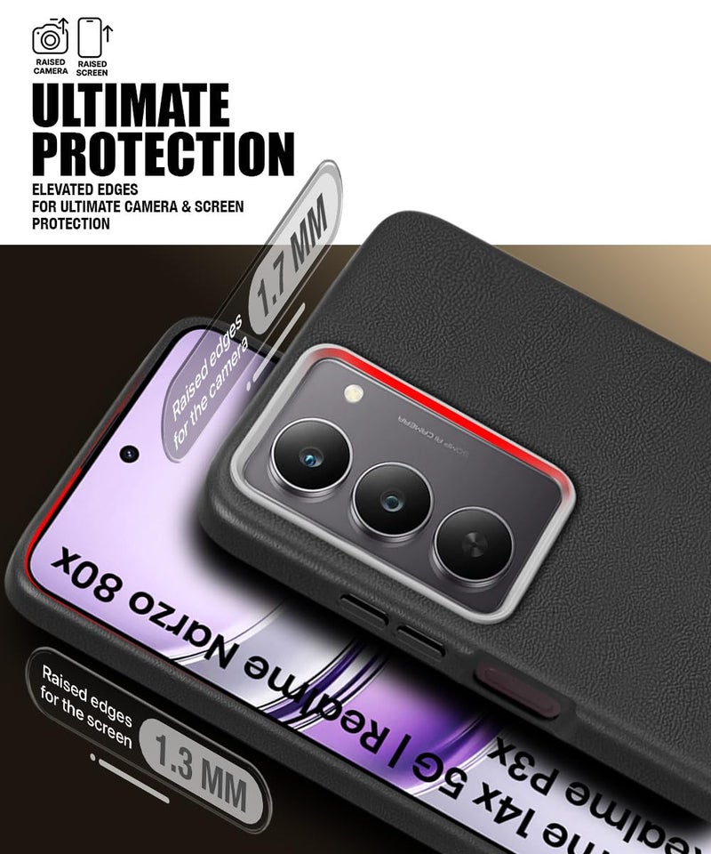 WOW IMAGINE Back Cover for Realme 14x 5G | Realme Narzo 80x | Realme P3x | Ultra Slim Flexible Non-Slip Grip | Inner Fabric | Metal Camera Ring & Lightweight Soft Silicone Mobile Case – Black - Image 5
