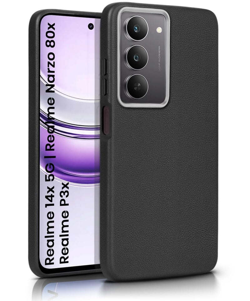 WOW IMAGINE Back Cover for Realme 14x 5G | Realme Narzo 80x | Realme P3x | Ultra Slim Flexible Non-Slip Grip | Inner Fabric | Metal Camera Ring & Lightweight Soft Silicone Mobile Case – Black - Image 1