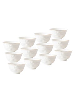 Life Smile LIFE SMILE 12pc Gold/White Serving Bowl Set, New Bone China, Ideal for Desserts, Salads, Cakes  - Image 1