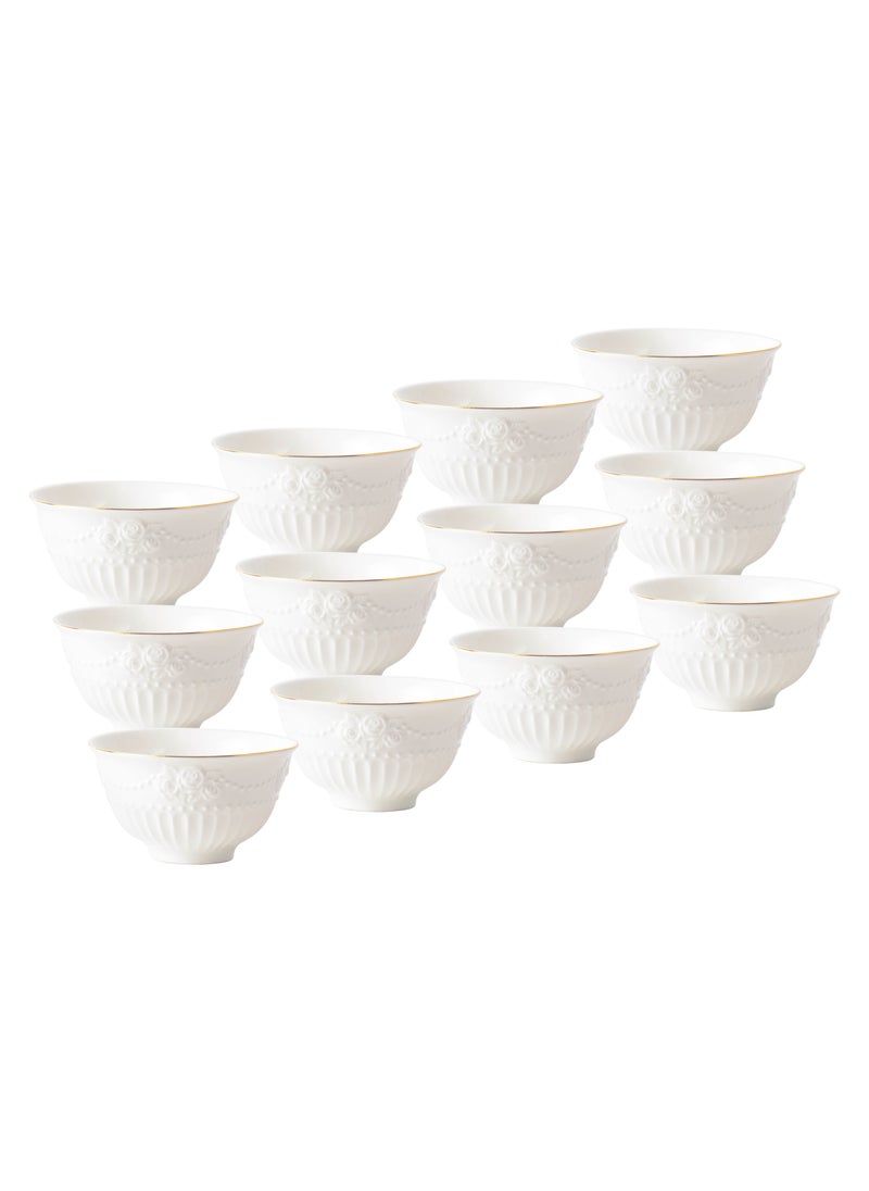 Life Smile LIFE SMILE 12pc Gold/White Serving Bowl Set, New Bone China, Ideal for Desserts, Salads, Cakes  - Image 1