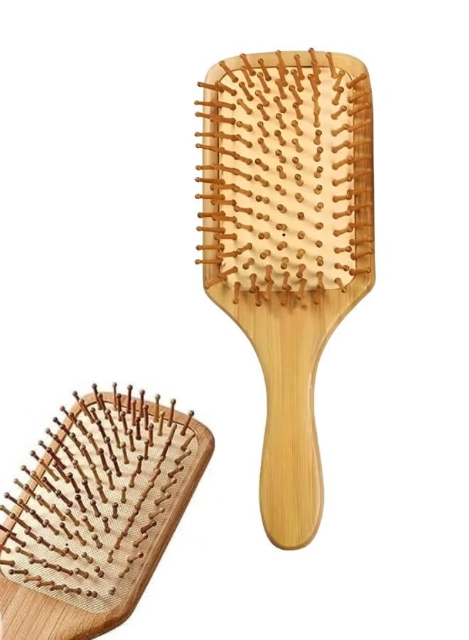 Natural bamboo hairbrush for painless detangling | Detangles and tames frizz | Wooden bristles massage the scalp and improve hair health | Suitable for long, short, curly, and thick hair - Image 1